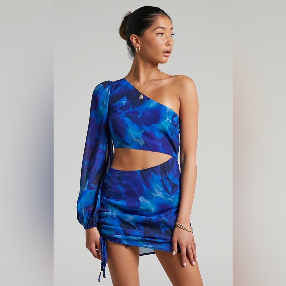 RUNAWAY THE LABEL - CALISTA MINI DRESS IN BLUE